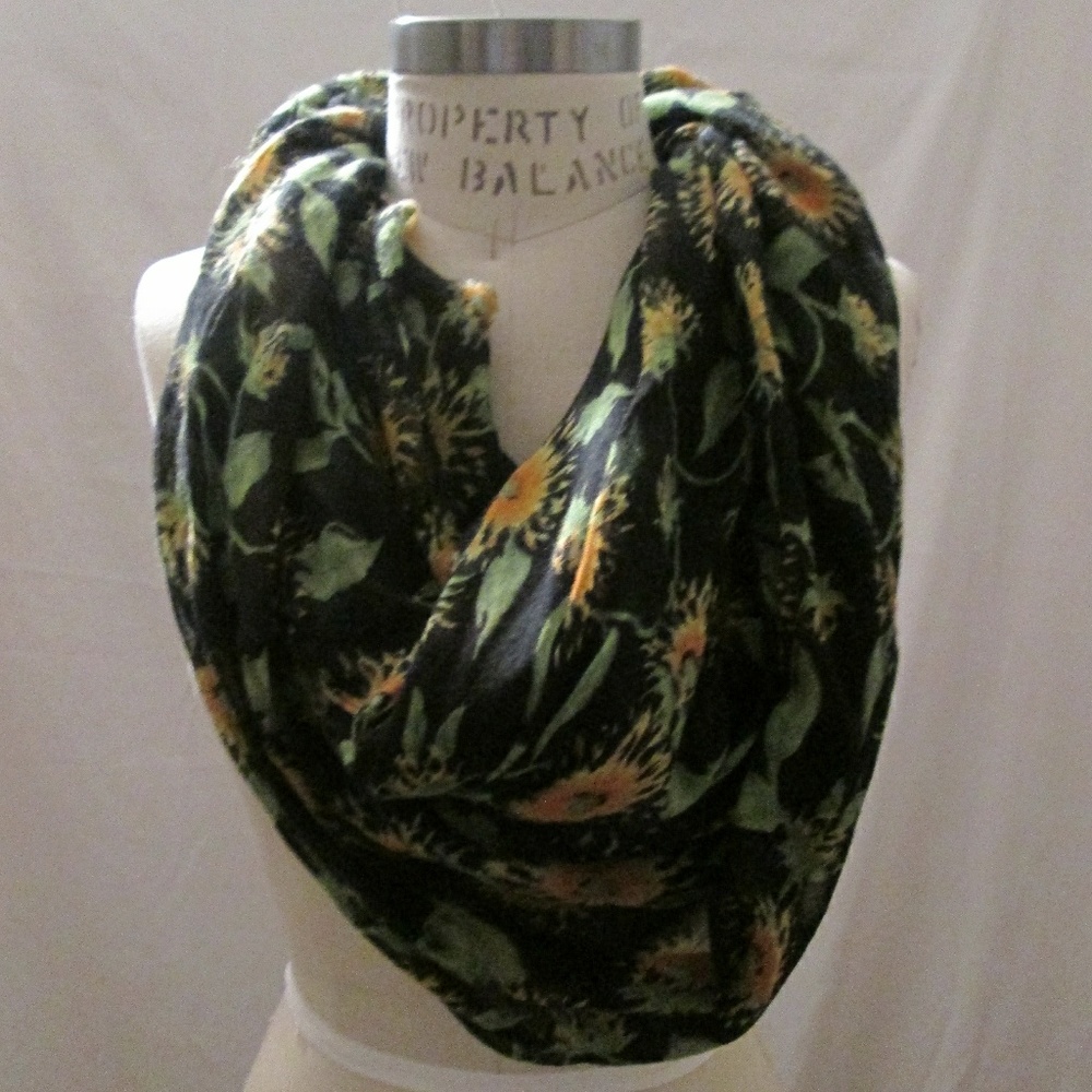 Sunflower floral infinity scarf